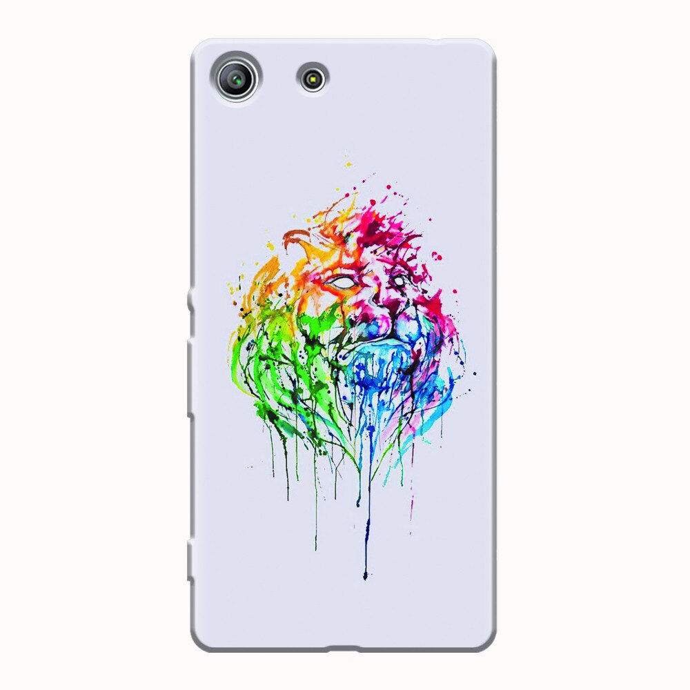 Husa silicon pentru Sony Xperia M5, Paint Illustration Lion Head