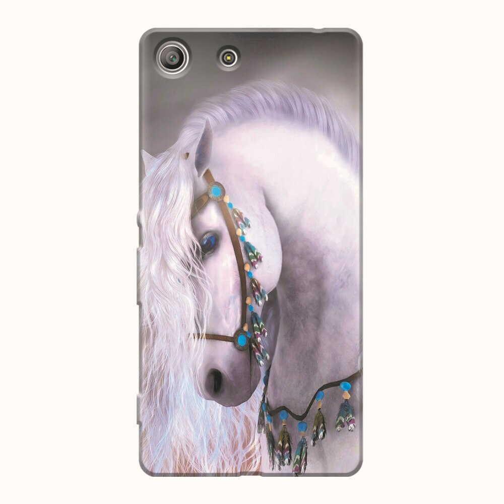 Husa silicon pentru Sony Xperia M5, White Horse