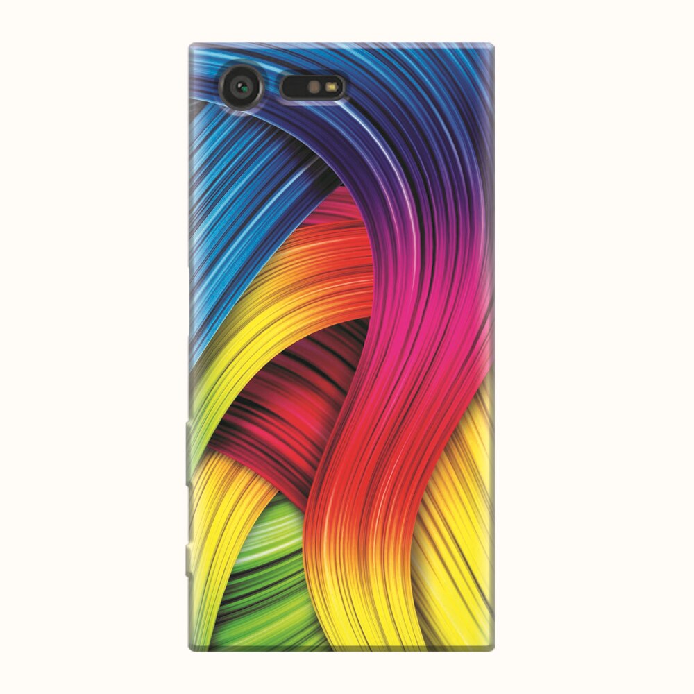 Husa silicon pentru Sony Xperia X Compact, Curly Colorful Rainbow Lines Illustration