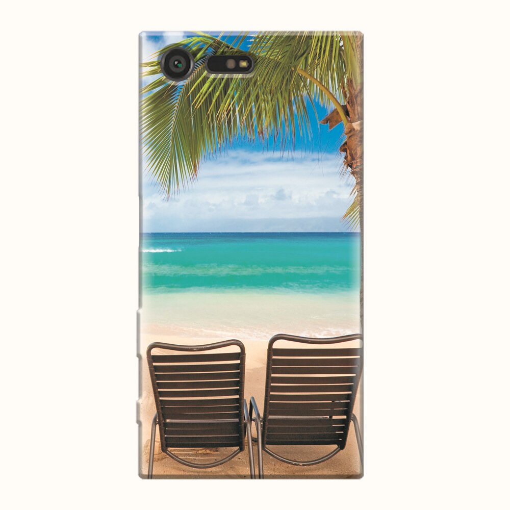 Husa silicon pentru Sony Xperia X Compact, Beach Chairs Palm Tree Seaside