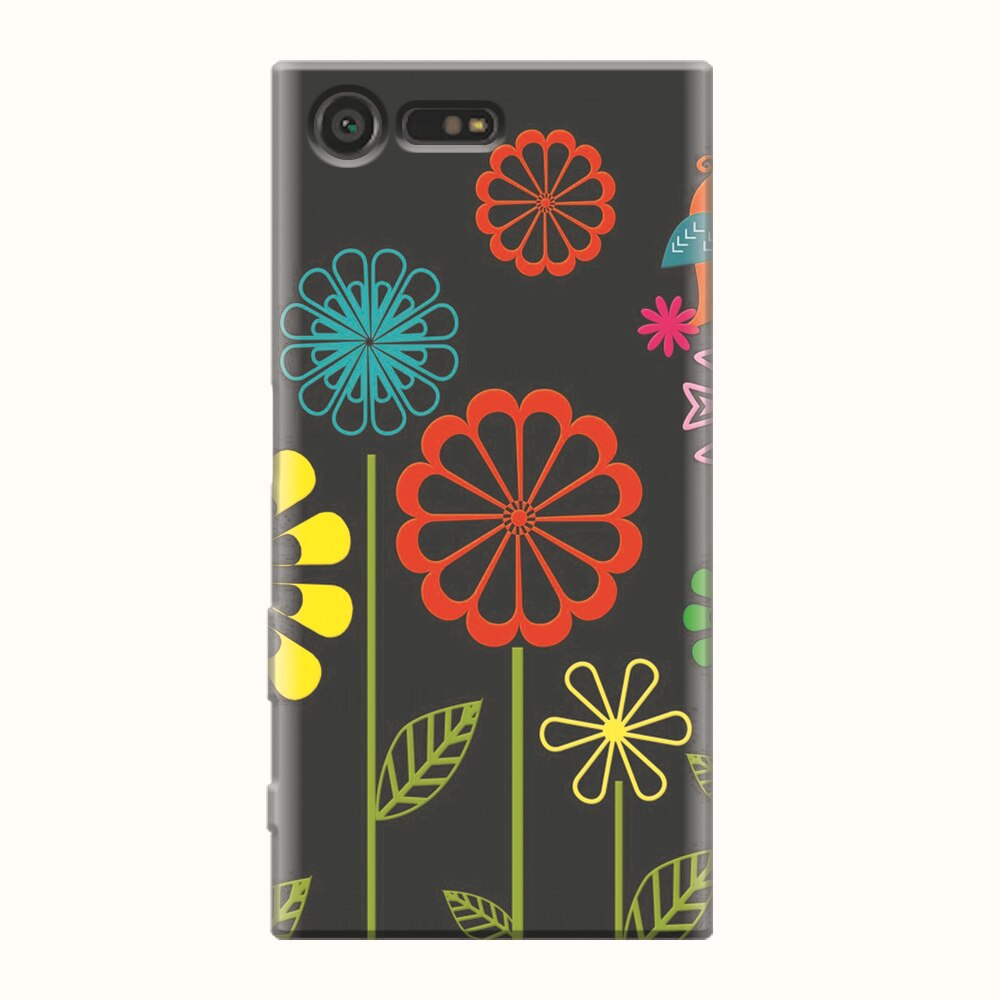 Husa silicon pentru Sony Xperia X Compact, Colorful Spring Birds Flowers Vectors