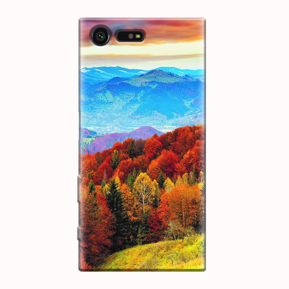Husa silicon pentru Sony Xperia X Compact, Autumn Mountain Fall Rusty Forest Colours