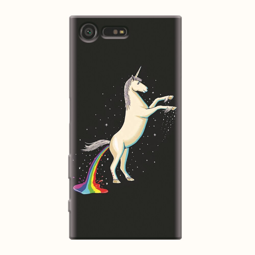 Husa silicon pentru Sony Xperia X Compact, Unicorn Shitting Rainbows