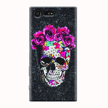 Husa silicon pentru Sony Xperia X Compact, Colorful Skull Roses Space Husa silicon pentru Sony Xperia X Compact, Colorful Skull Roses Space