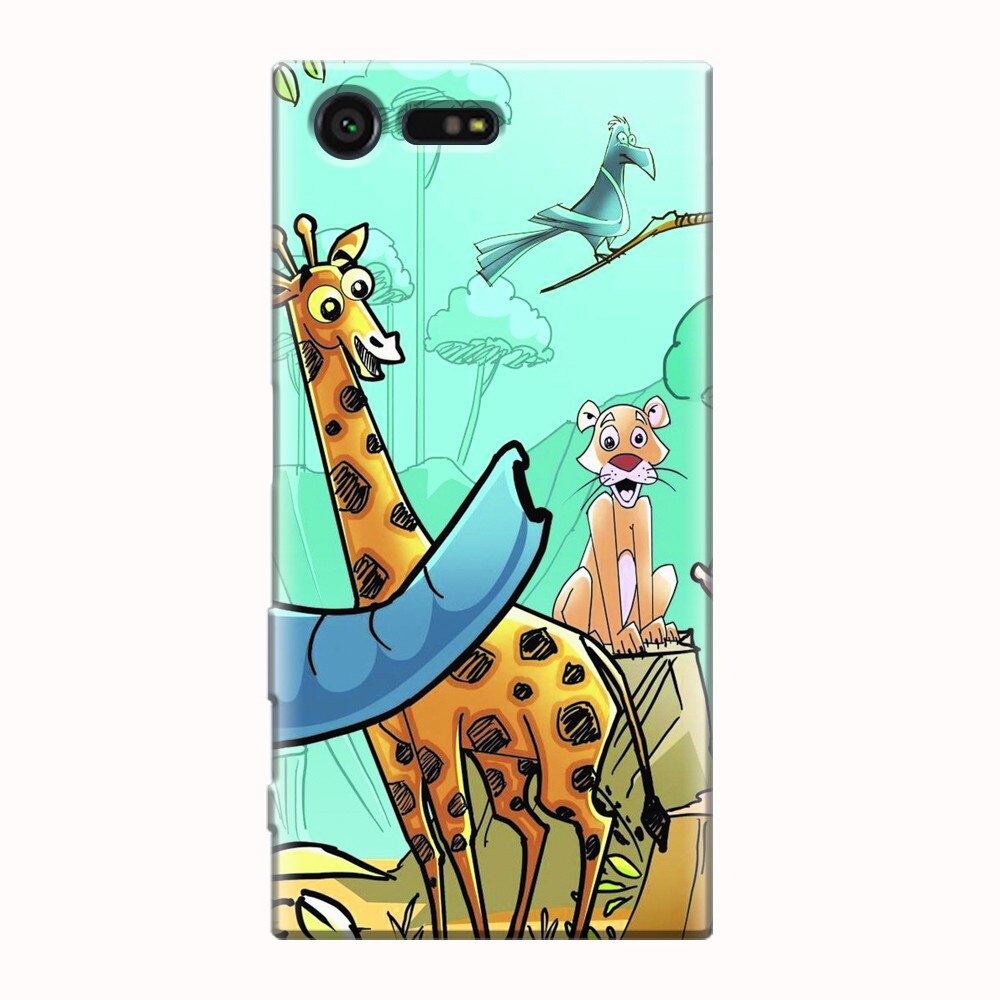 Husa silicon pentru Sony Xperia X Compact, Children Drawings Elephants Giraffes Lions