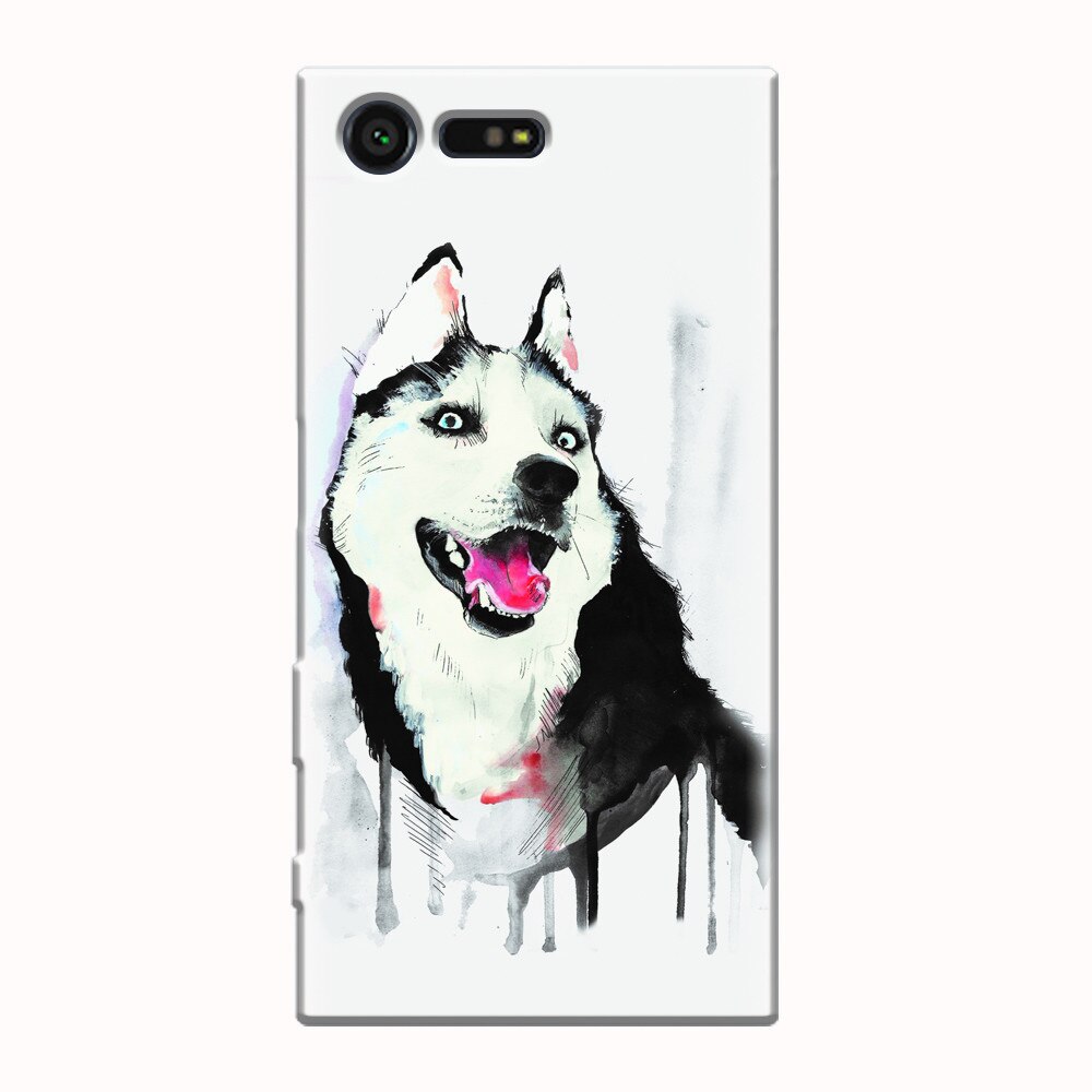 Husa silicon pentru Sony Xperia X Compact, Husky Dog Watercolor Illustration