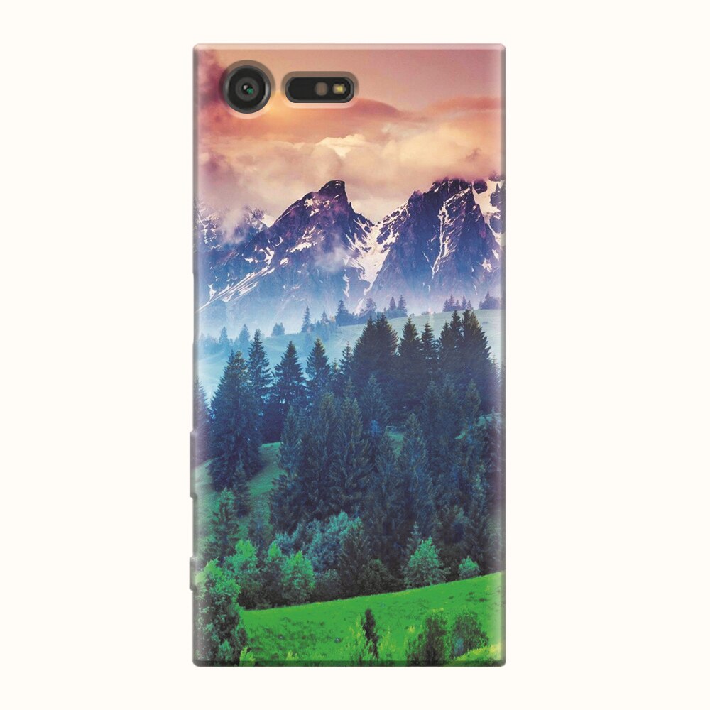 Husa silicon pentru Sony Xperia X Compact, Forest Hills Snowy Mountains And Sunset Clouds