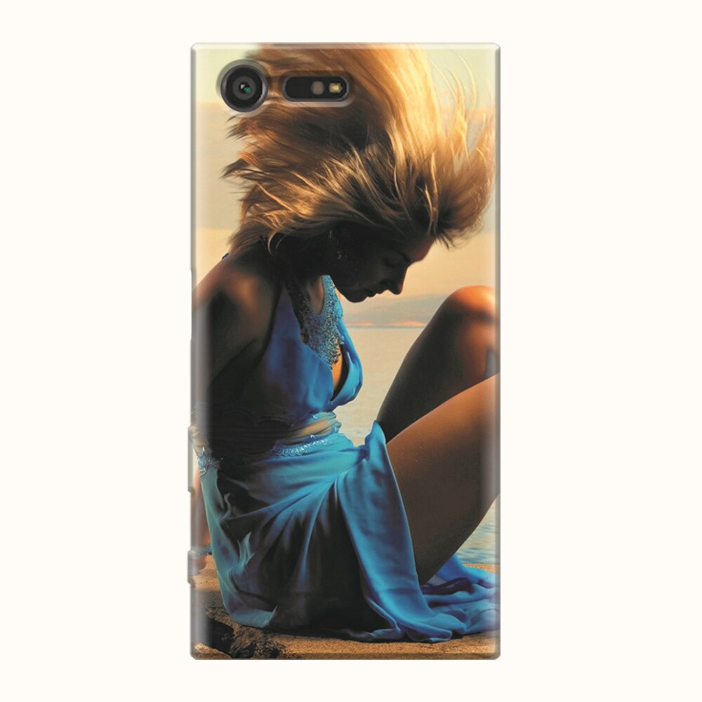 Husa silicon pentru Sony Xperia X Compact, Girl In Blue Dress