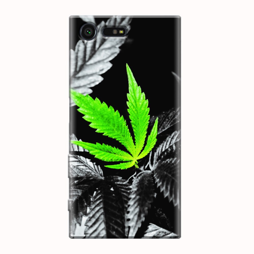 Husa silicon pentru Sony Xperia X Compact, Trippy Pot Leaf Green