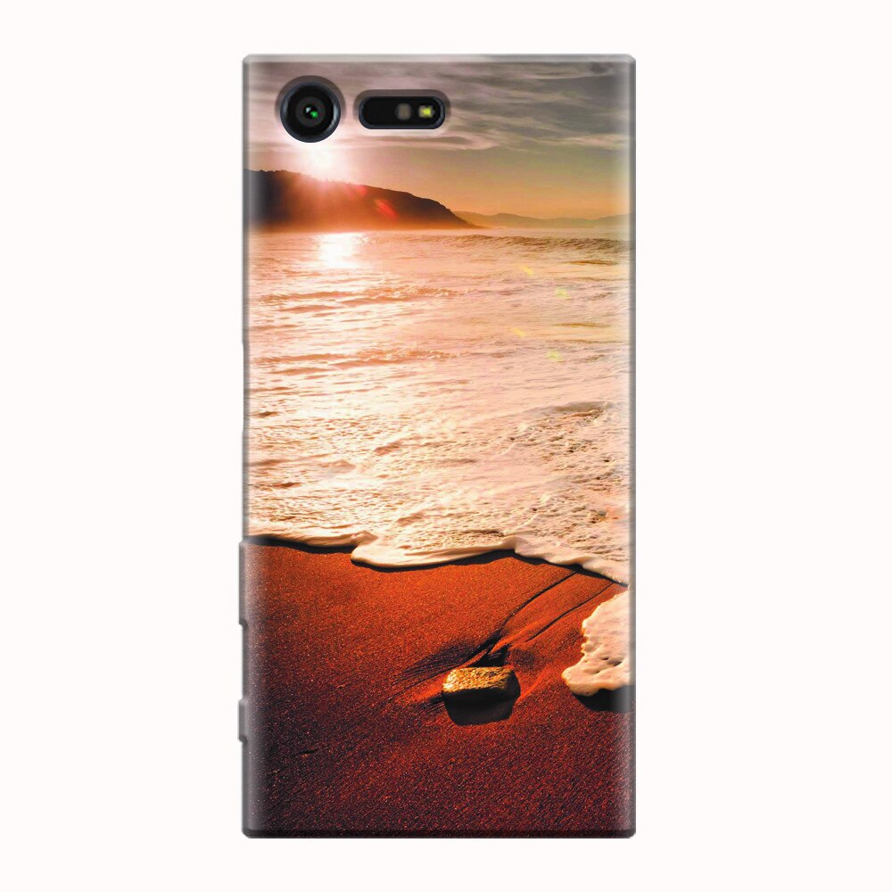 Husa silicon pentru Sony Xperia X Compact, Sunset Foamy Beach Wave