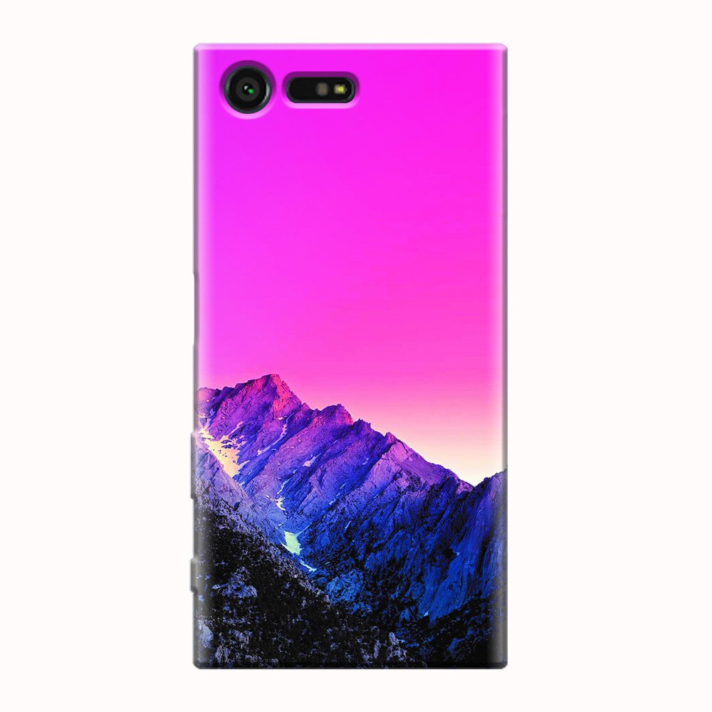 Husa silicon pentru Sony Xperia X Compact, Mountain Peak Pink Gradient Effect