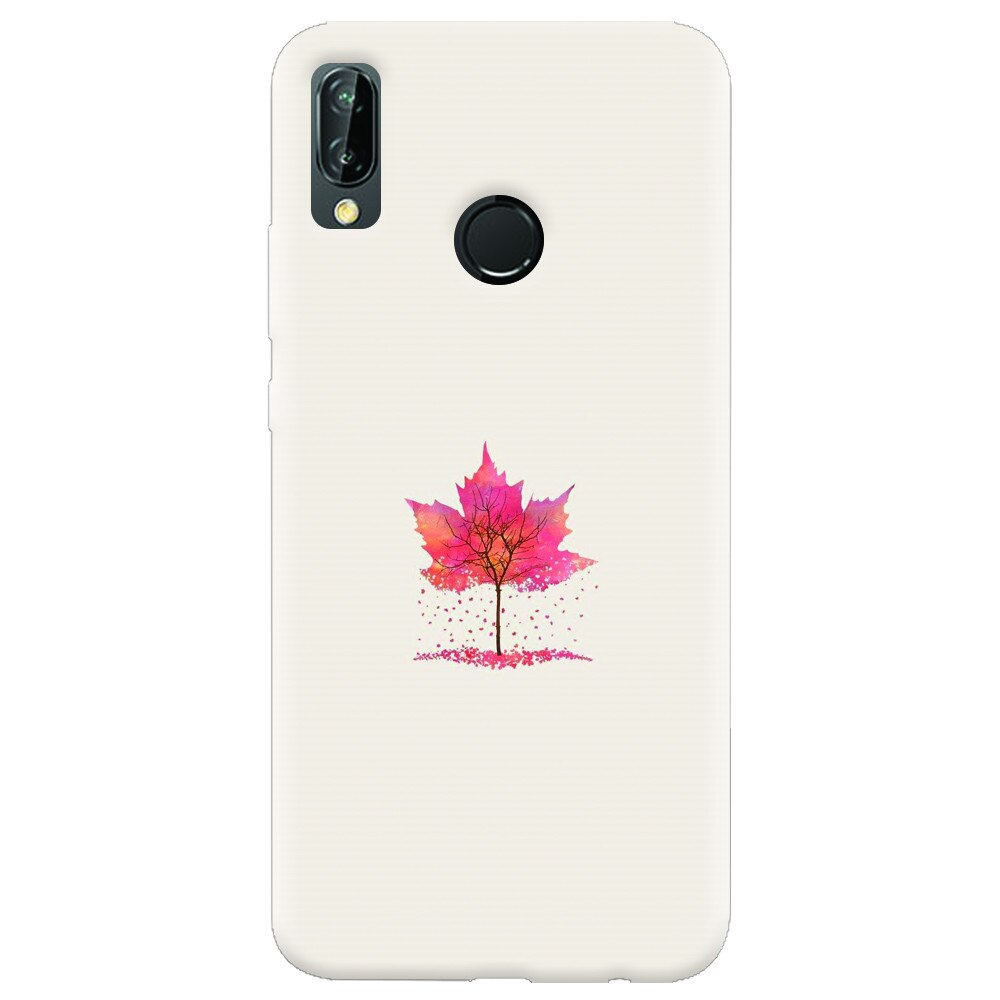 Husa silicon pentru Huawei P20 Lite, Autumn Tree Leaf Shape Illustration