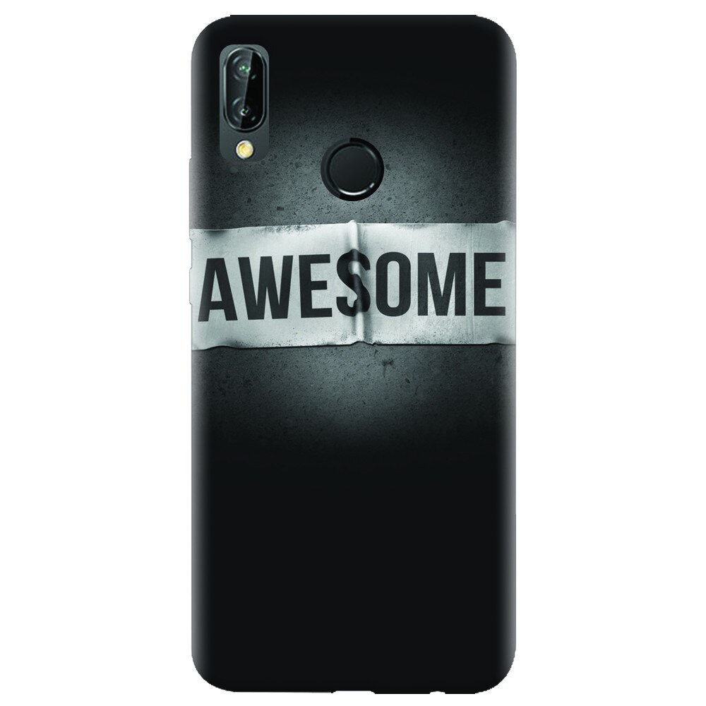 Husa silicon pentru Huawei P20 Lite, Awesome Label Dark