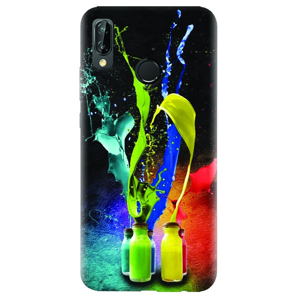 Husa silicon pentru Huawei P20 Lite, Abstract Color Bottles Splash