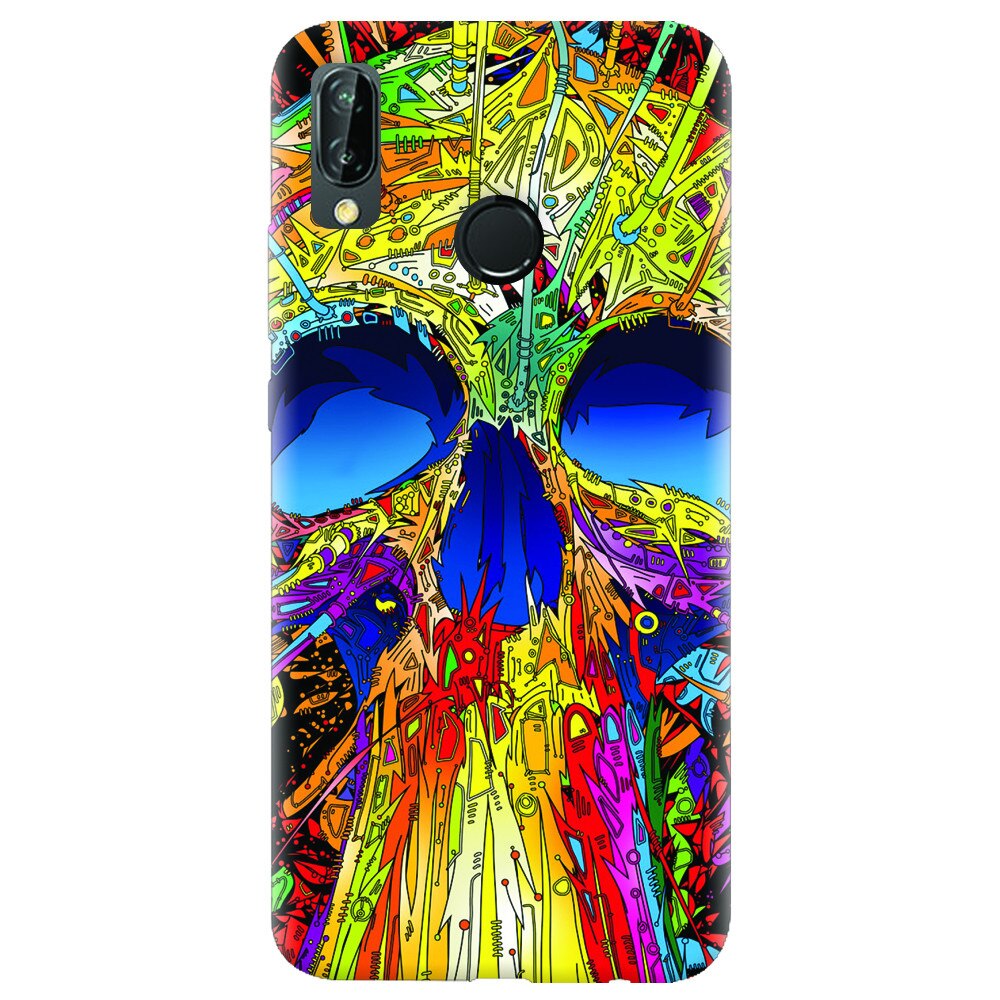 Husa silicon pentru Huawei P20 Lite, Abstract Multicolored Skull
