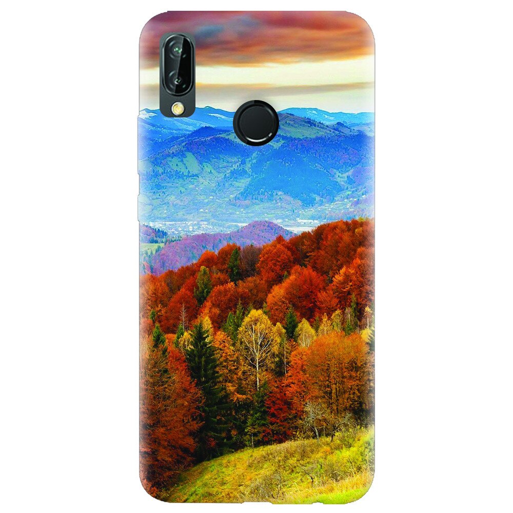 Husa silicon pentru Huawei P20 Lite, Autumn Mountain Fall Rusty Forest Colours
