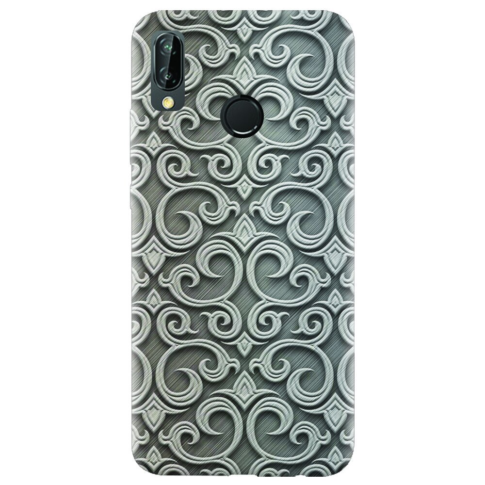 Husa silicon pentru Huawei P20 Lite, Baroque Silver Pattern