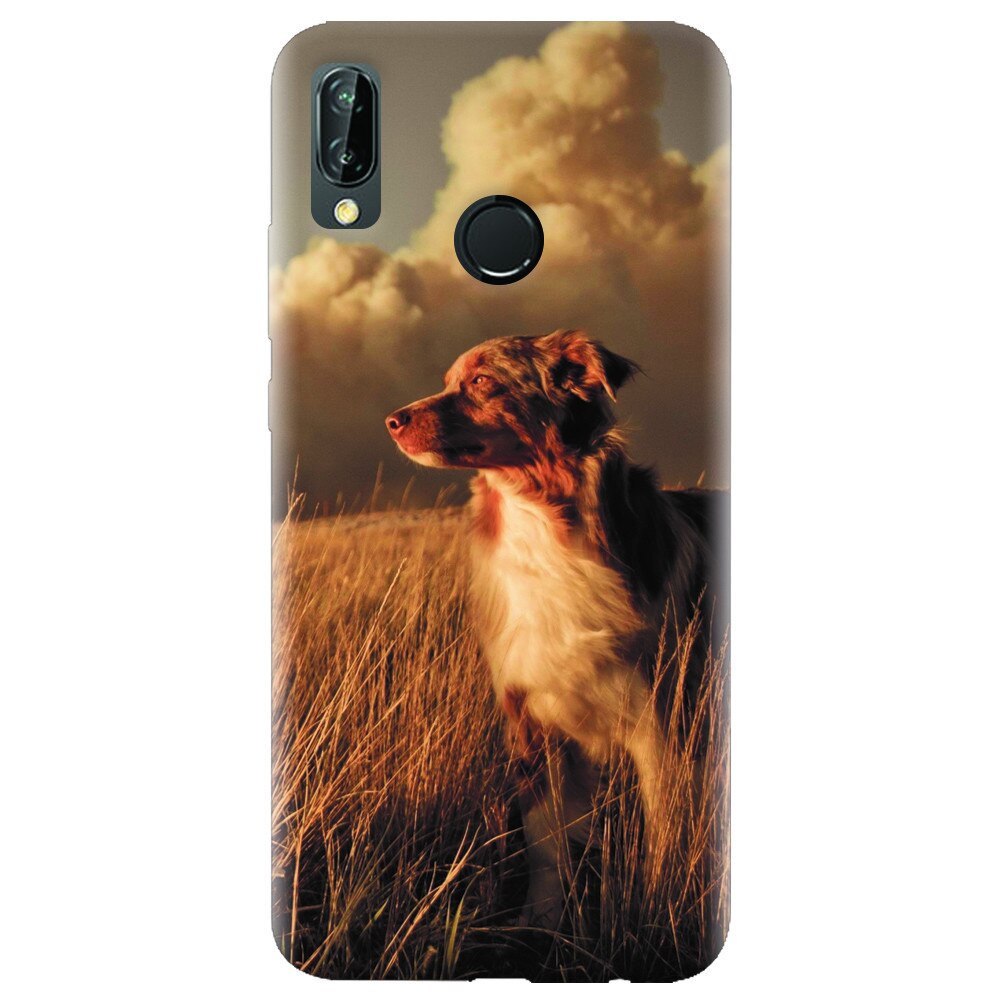 Husa silicon pentru Huawei P20 Lite, Alone Dog Animal In Grass