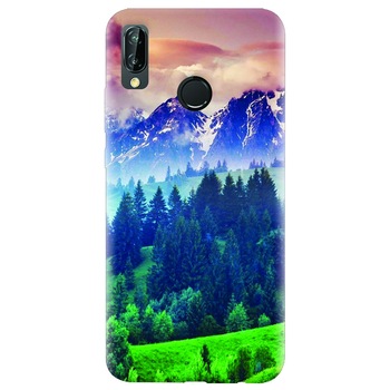 Husa silicon pentru Huawei P20 Lite, Forest Hills Snowy Mountains And Sunset Clouds Husa silicon pentru Huawei P20 Lite, Forest Hills Snowy Mountains And Sunset Clouds