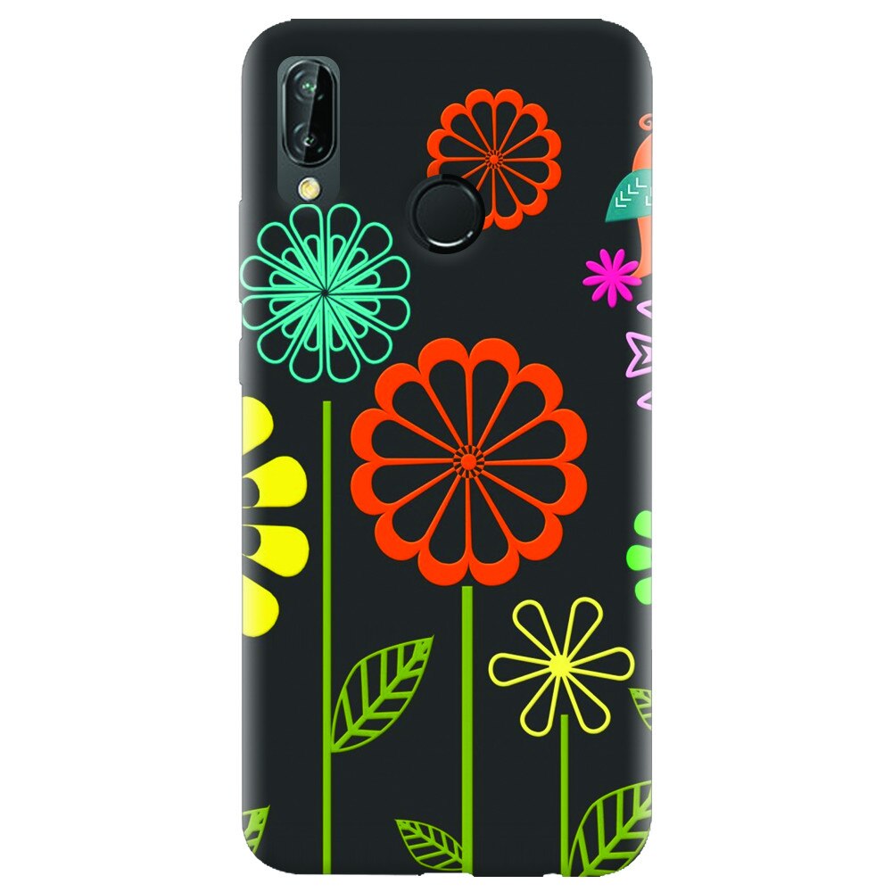Husa silicon pentru Huawei P20 Lite, Colorful Spring Birds Flowers Vectors