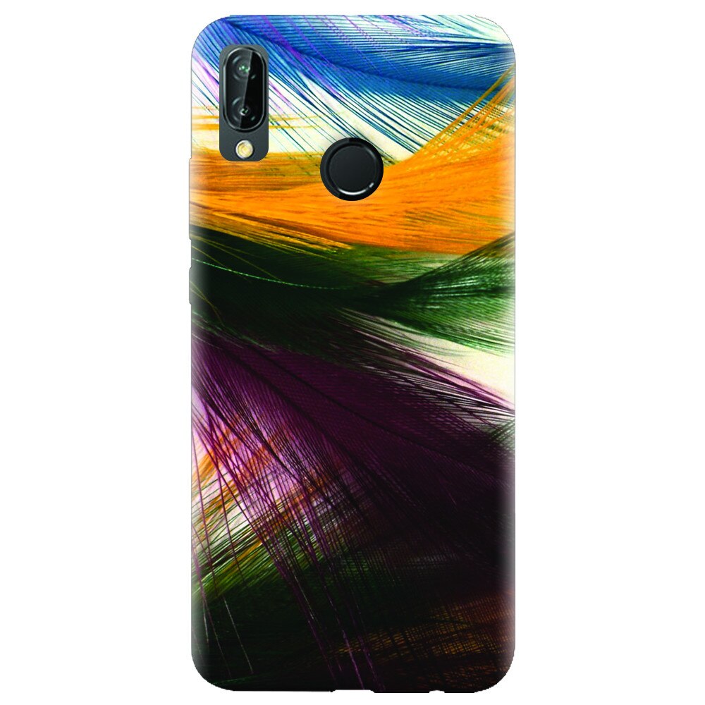 Husa silicon pentru Huawei P20 Lite, Colorful Peacock Feathers
