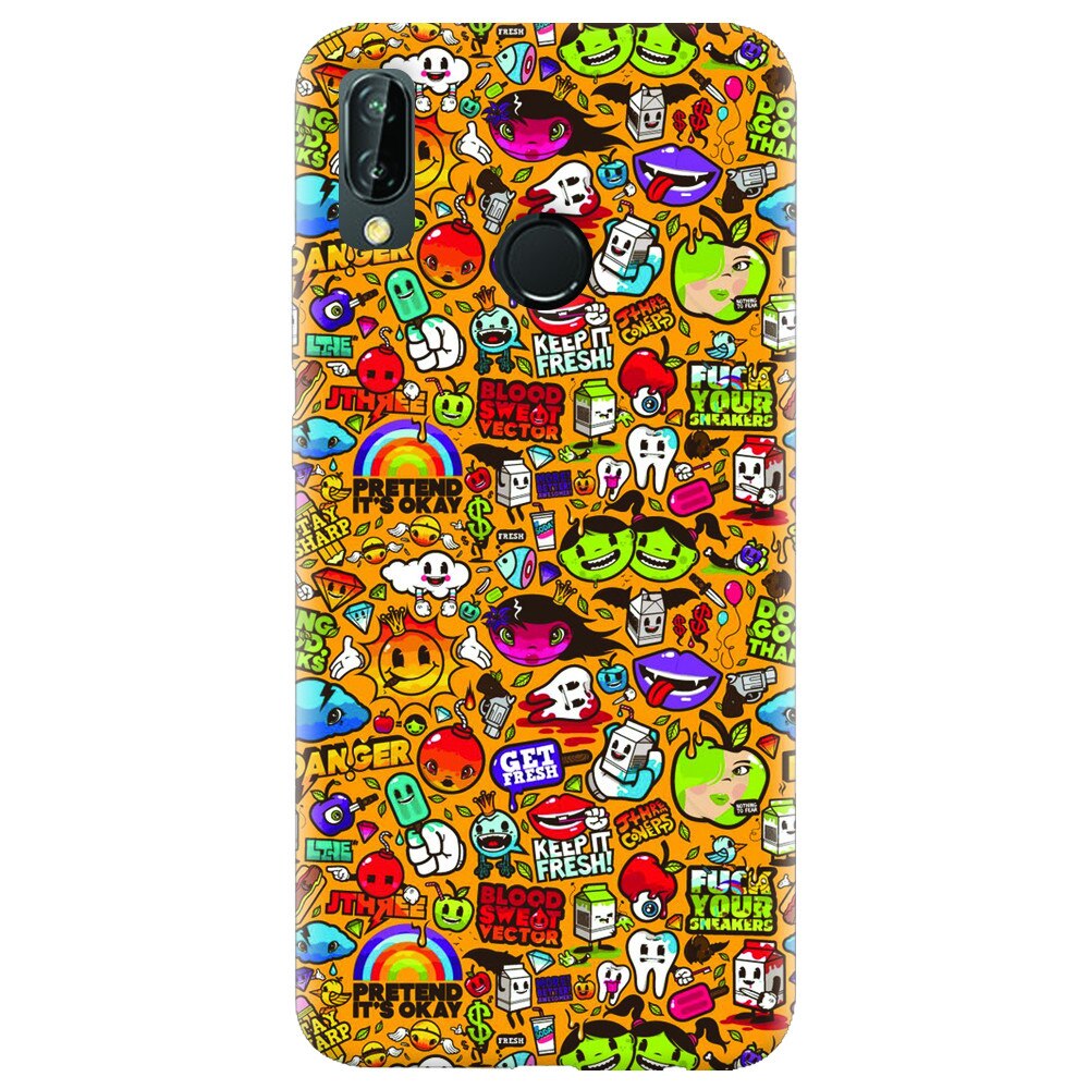 Husa silicon pentru Huawei P20 Lite, Colorful Sticker Illustrations