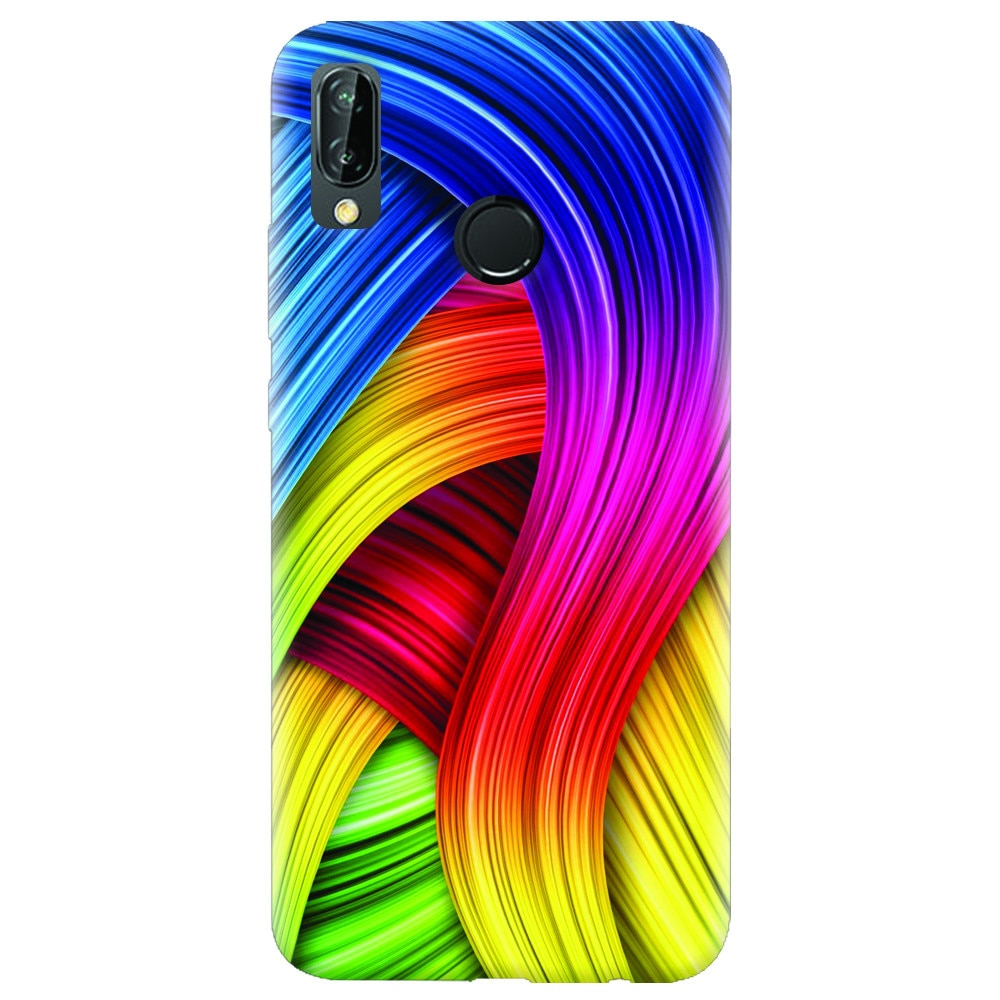 Husa silicon pentru Huawei P20 Lite, Curly Colorful Rainbow Lines Illustration