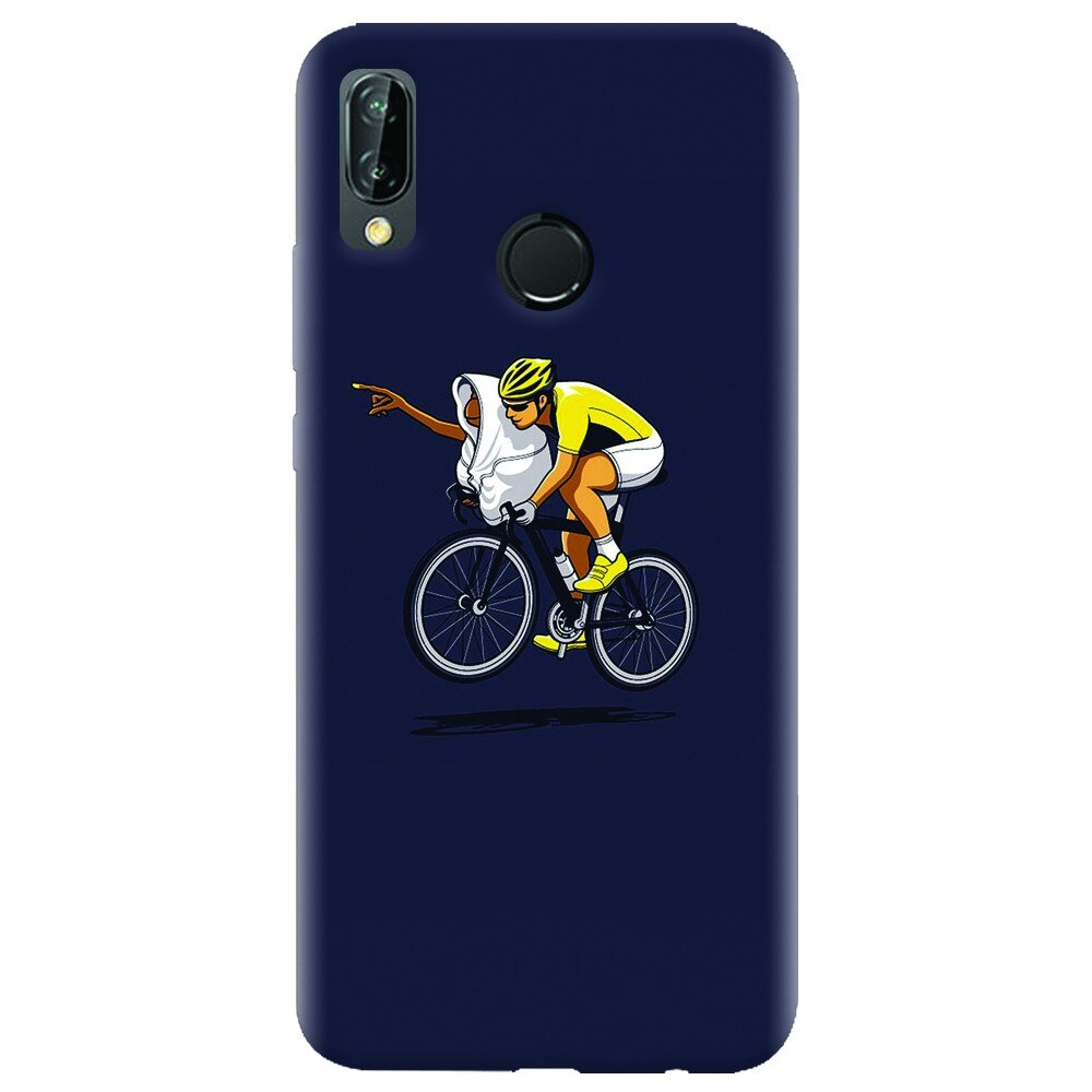 Husa silicon pentru Huawei P20 Lite, ET Riding Bike Funny Illustration