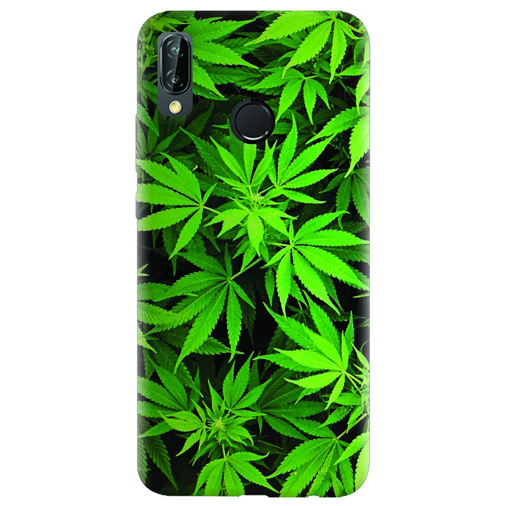 Husa silicon pentru Huawei P20 Lite, Green Leaf Pattern