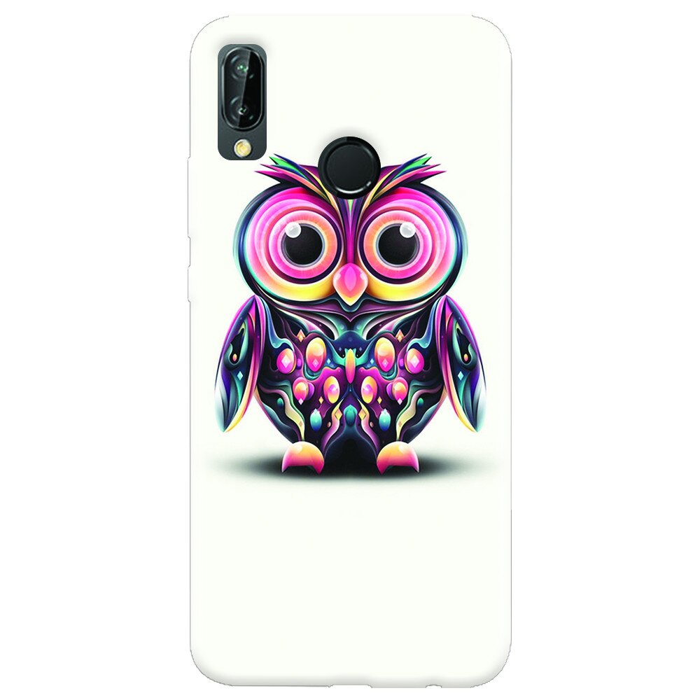 Husa silicon pentru Huawei P20 Lite, Colorful Owl Illustration