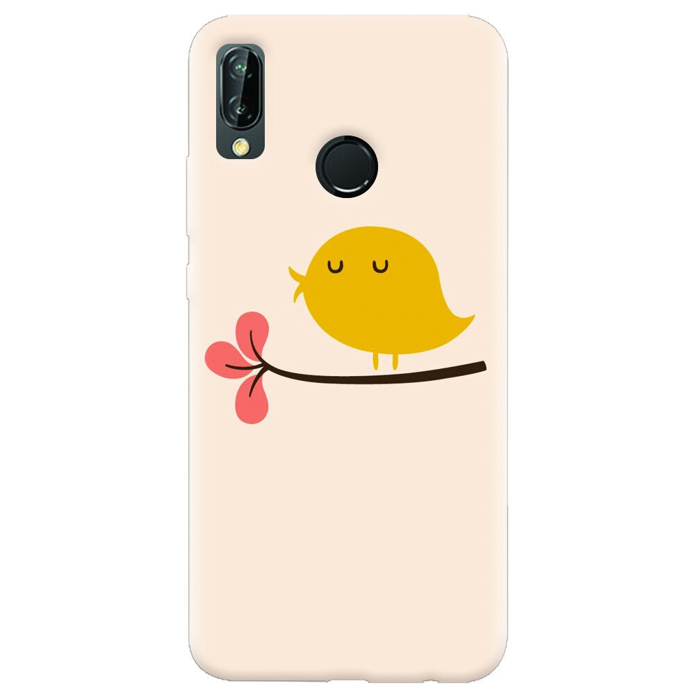 Husa silicon pentru Huawei P20 Lite, Flat Minimal Cute Bird Illustration