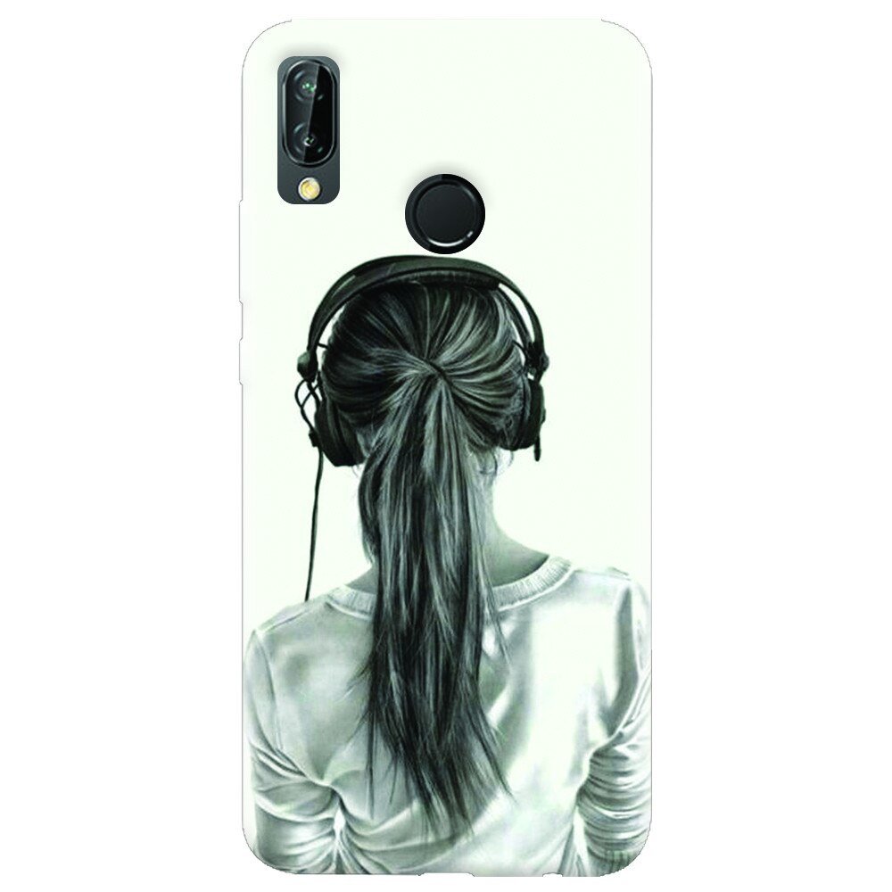 Husa silicon pentru Huawei P20 Lite, Girl With Headphone