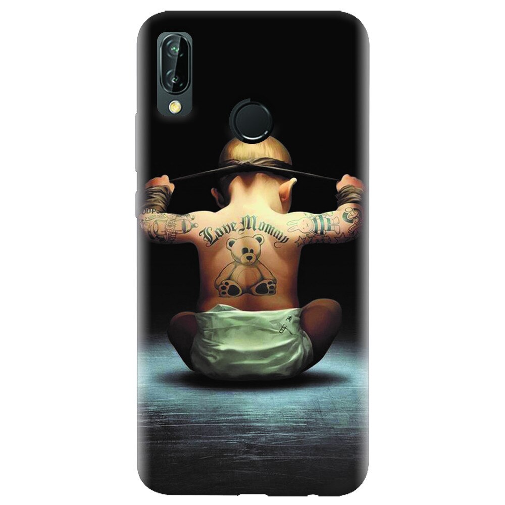 Husa silicon pentru Huawei P20 Lite, Body Builder Cute Baby Tattoo