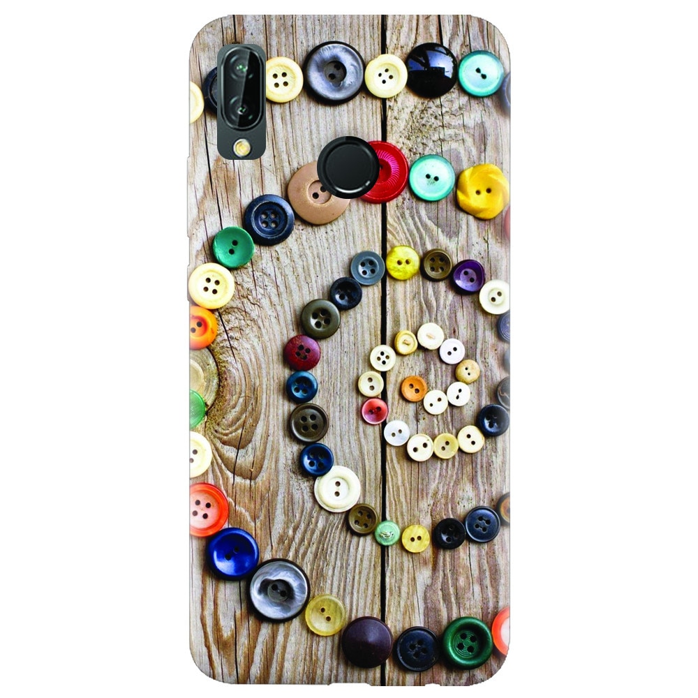 Husa silicon pentru Huawei P20 Lite, Colorful Buttons Spiral Wood Deck