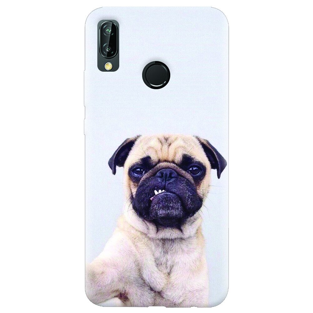 Husa silicon pentru Huawei P20 Lite, Simple Pug Selfie