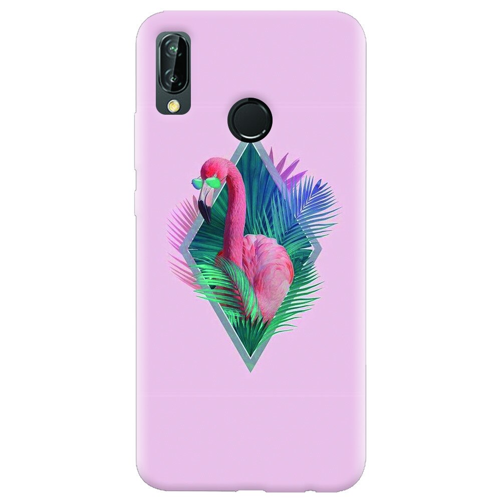 Husa silicon pentru Huawei P20 Lite, Flamingo With Sunglass