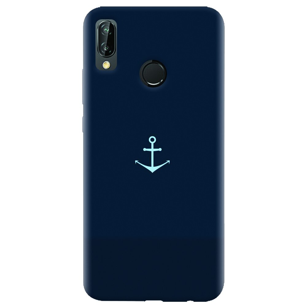 Husa silicon pentru Huawei P20 Lite, Blue Navy Anchor Illustration Flat