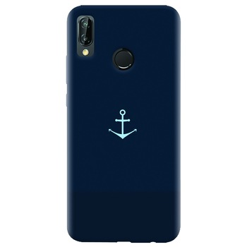 Husa silicon pentru Huawei P20 Lite, Blue Navy Anchor Illustration Flat Husa silicon pentru Huawei P20 Lite, Blue Navy Anchor Illustration Flat