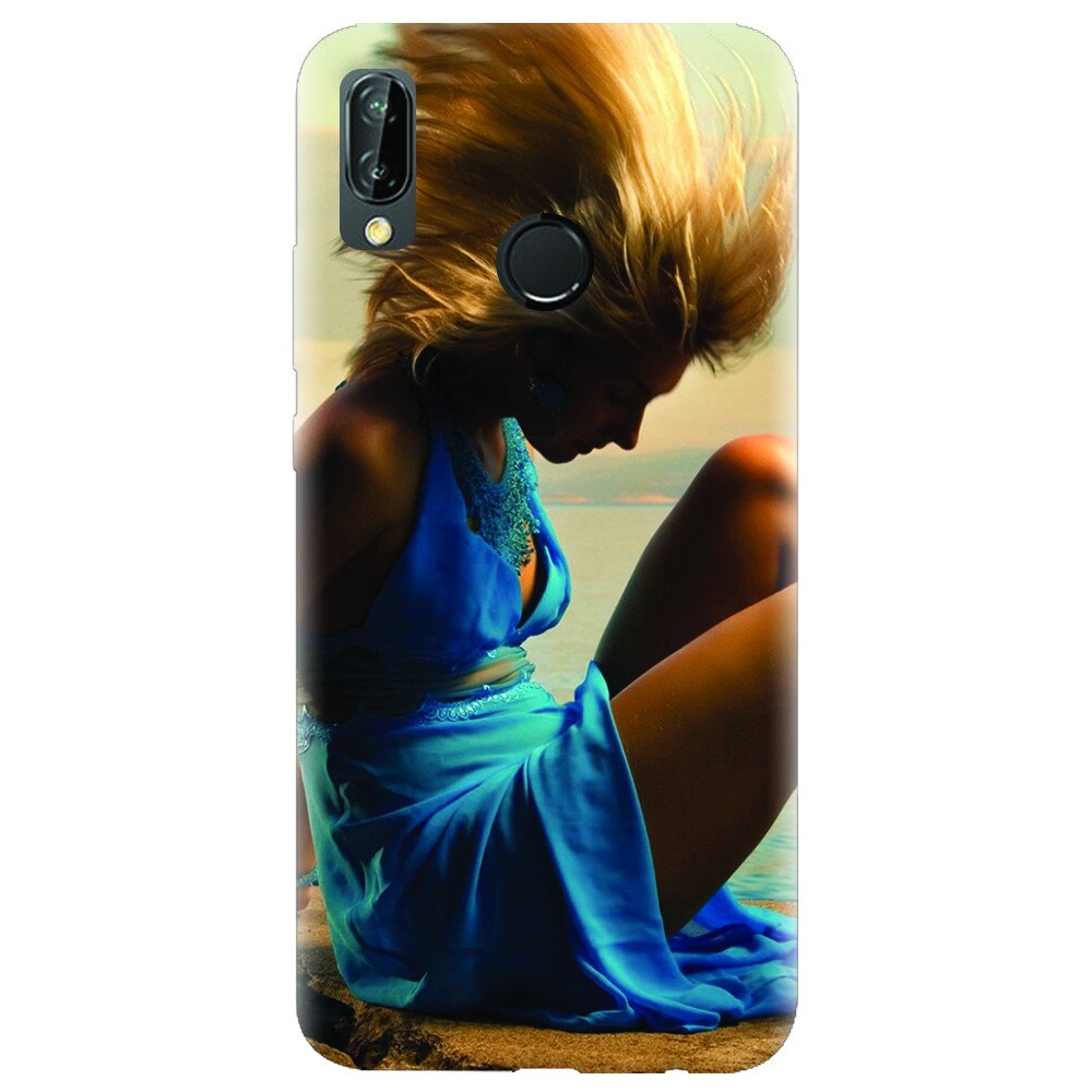 Husa silicon pentru Huawei P20 Lite, Girl In Blue Dress
