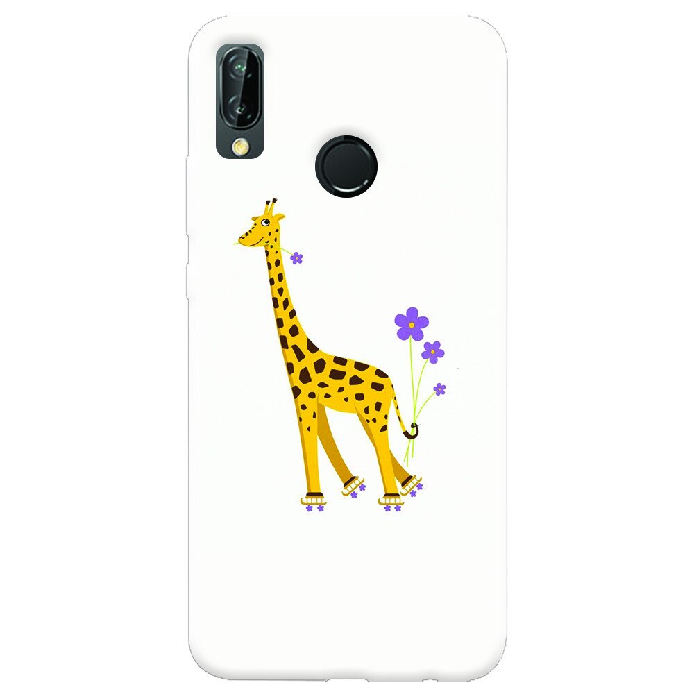 Husa silicon pentru Huawei P20 Lite, Rollerskating Girafe Illustration