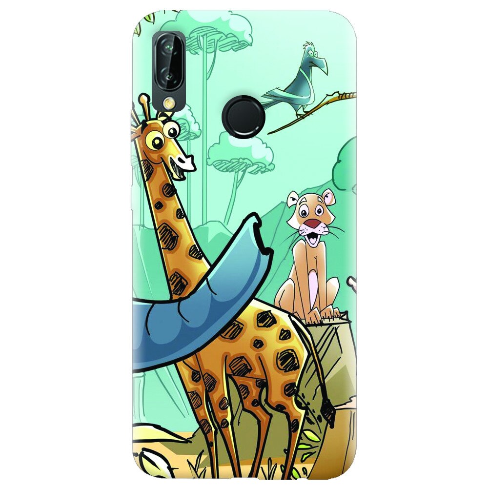 Husa silicon pentru Huawei P20 Lite, Children Drawings Elephants Giraffes Lions