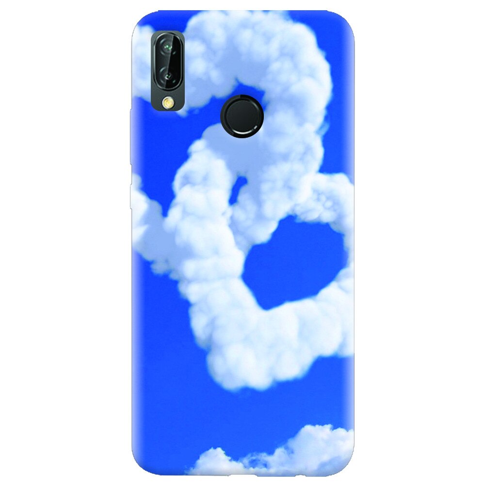 Husa silicon pentru Huawei P20 Lite, Heart Shaped Clouds Blue Sky