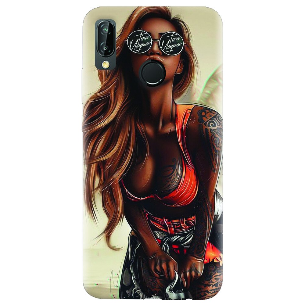 Husa silicon pentru Huawei P20 Lite, Tattoed Girl