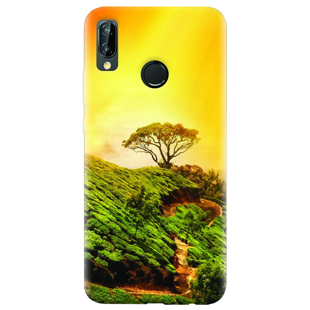 Husa silicon pentru Huawei P20 Lite, Hill Top Tree Golden Light