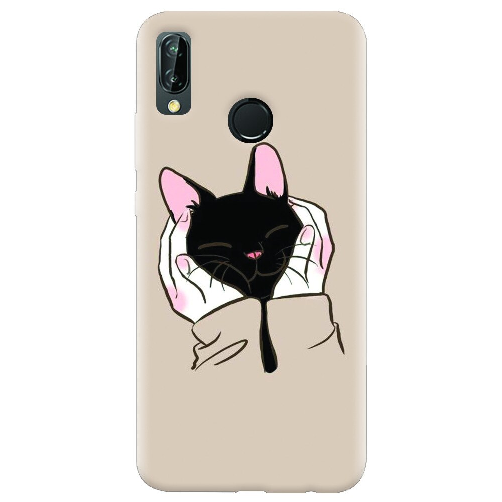 Husa silicon pentru Huawei P20 Lite, Th Black Cat In Hands