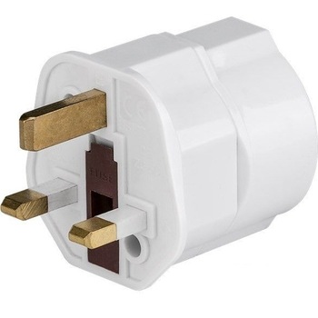 Adaptor CEE 7/3 Schuko mama la priza UK 3-pini tata (Type G, BS 1363) cu pamantare, alb Adaptor CEE 7/3 Schuko mama la priza UK 3-pini tata (Type G, BS 1363) cu pamantare, alb