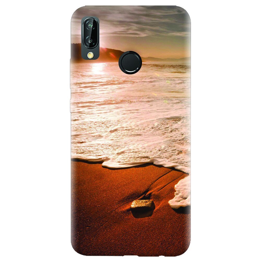Husa silicon pentru Huawei P20 Lite, Sunset Foamy Beach Wave