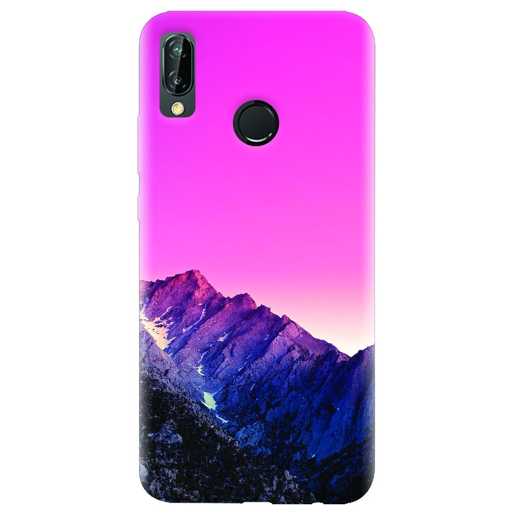 Husa silicon pentru Huawei P20 Lite, Mountain Peak Pink Gradient Effect