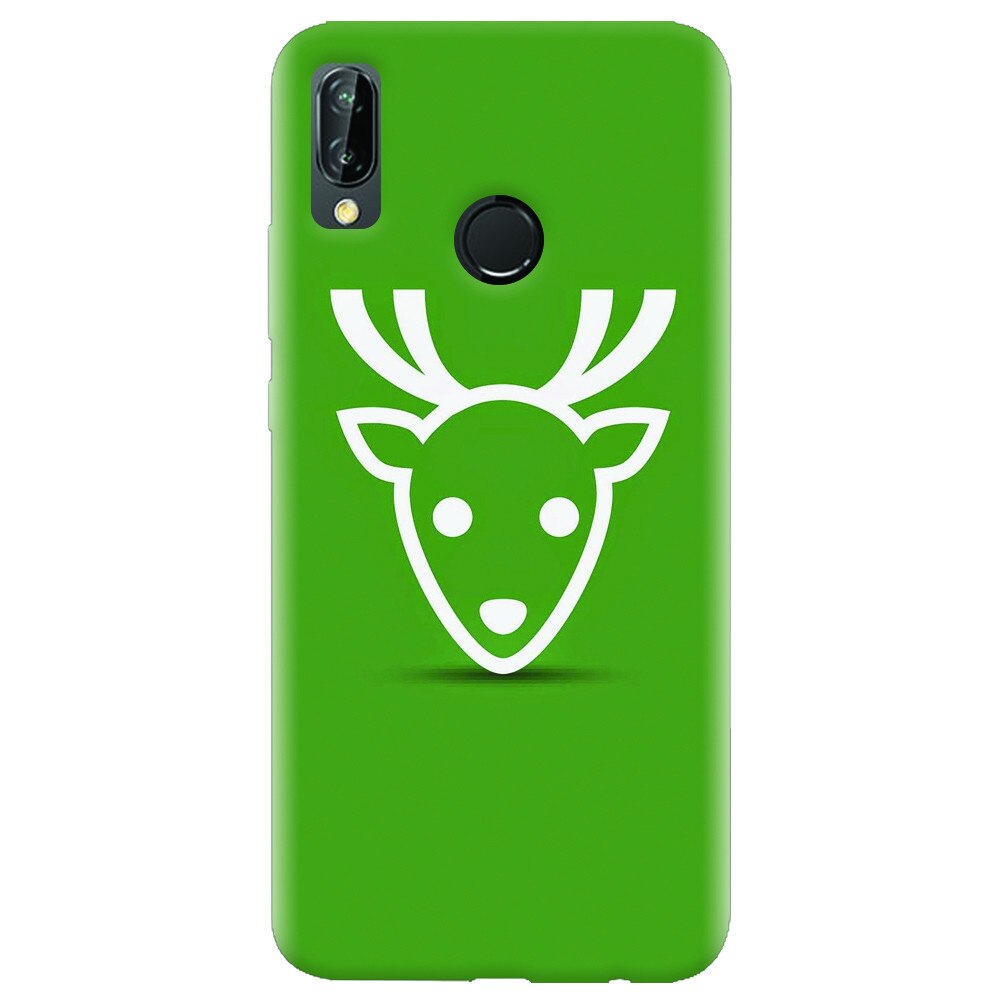 Husa silicon pentru Huawei P20 Lite, Minimal Reindeer Illustration Green