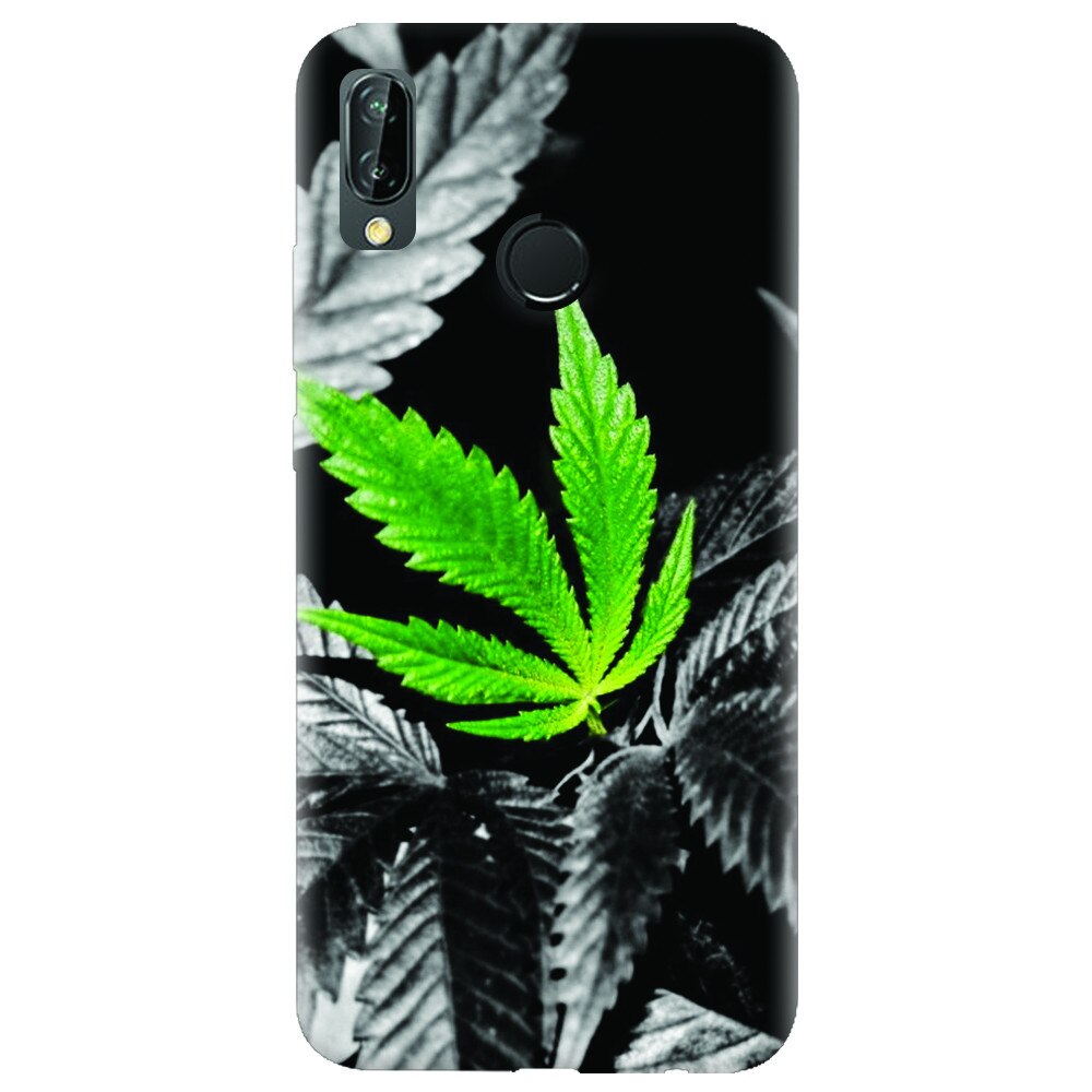Husa silicon pentru Huawei P20 Lite, Trippy Pot Leaf Green